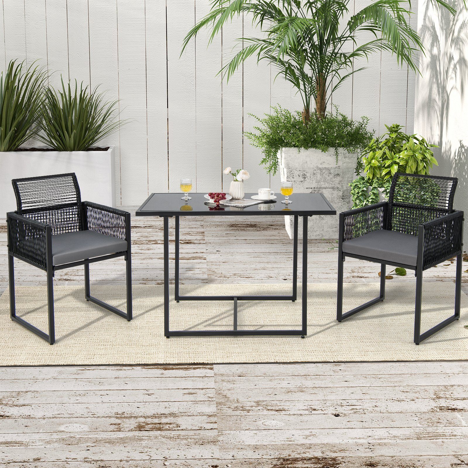 COSTWAY Balkonset, (3tlg), Rattan, Gartenmöbel Set günstig online kaufen