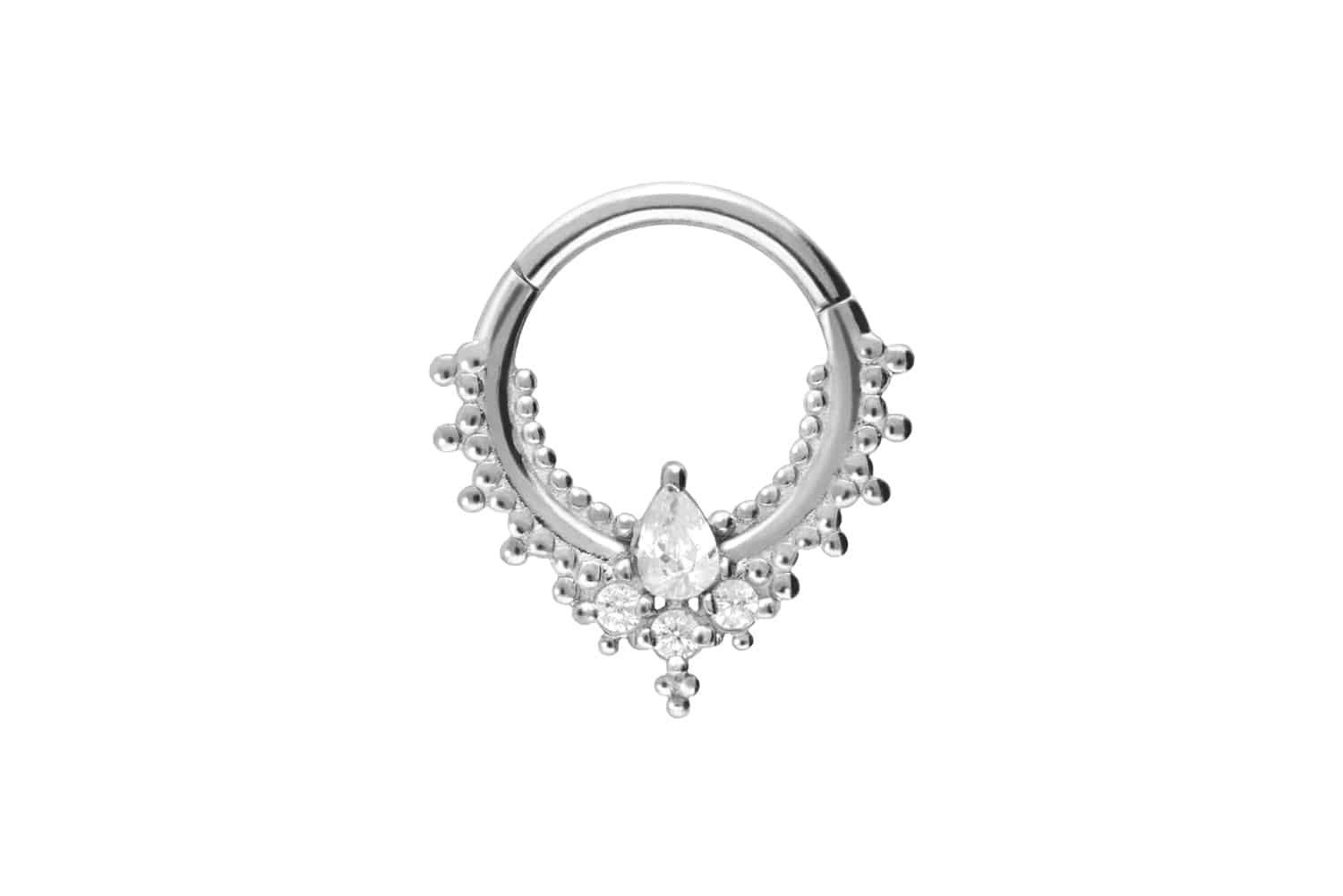Piercing-Set Chirurgenstahl Segmentring Clicker ORIENTALISCHES DESIGN + 4 KRISTALLE
