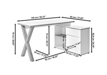 Jahnke Eckschreibtisch X-CLUB C 40 E (1-St), Eckschreibtisch, wechselseitig montierbar, X-Gestell