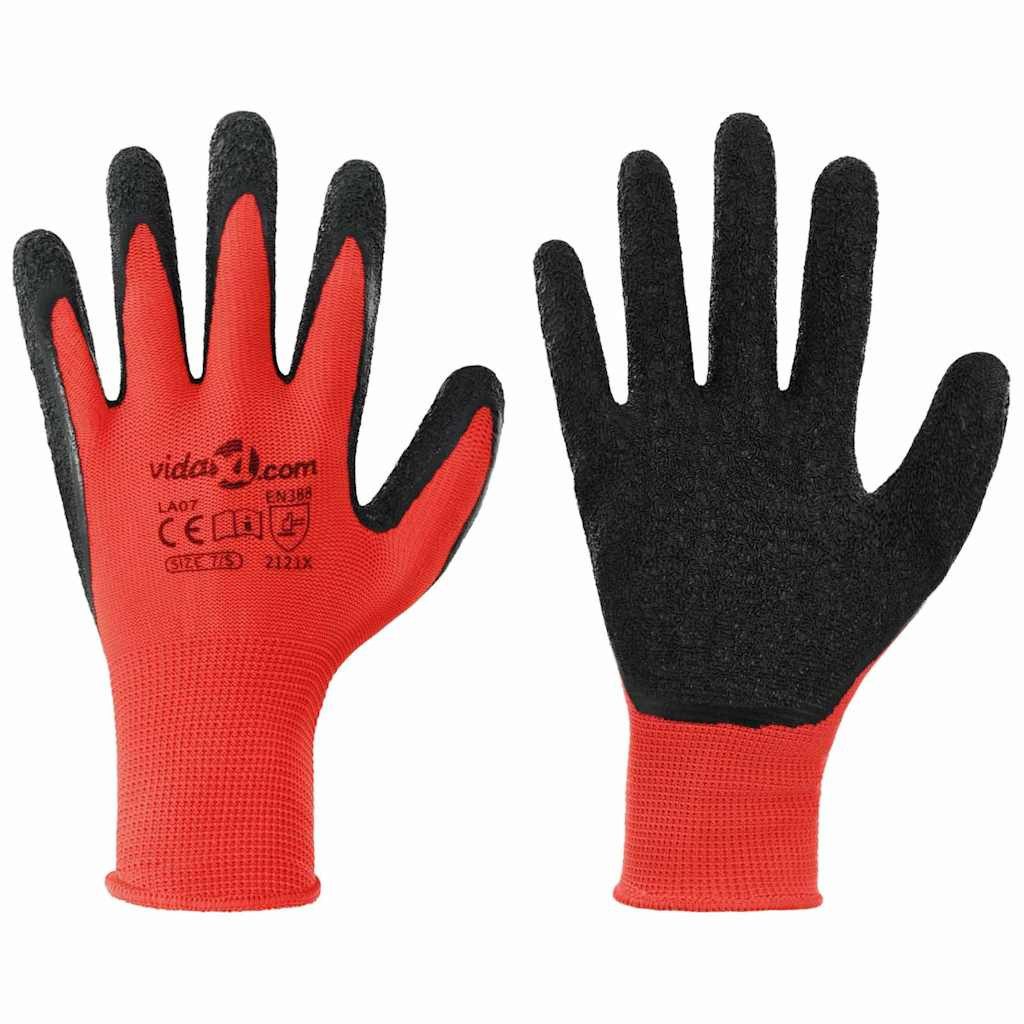 Arbeitshandschuh-Set Arbeitshandschuhe 12 pcs Rot und Schwarz 7 / S Latexbeschichtung