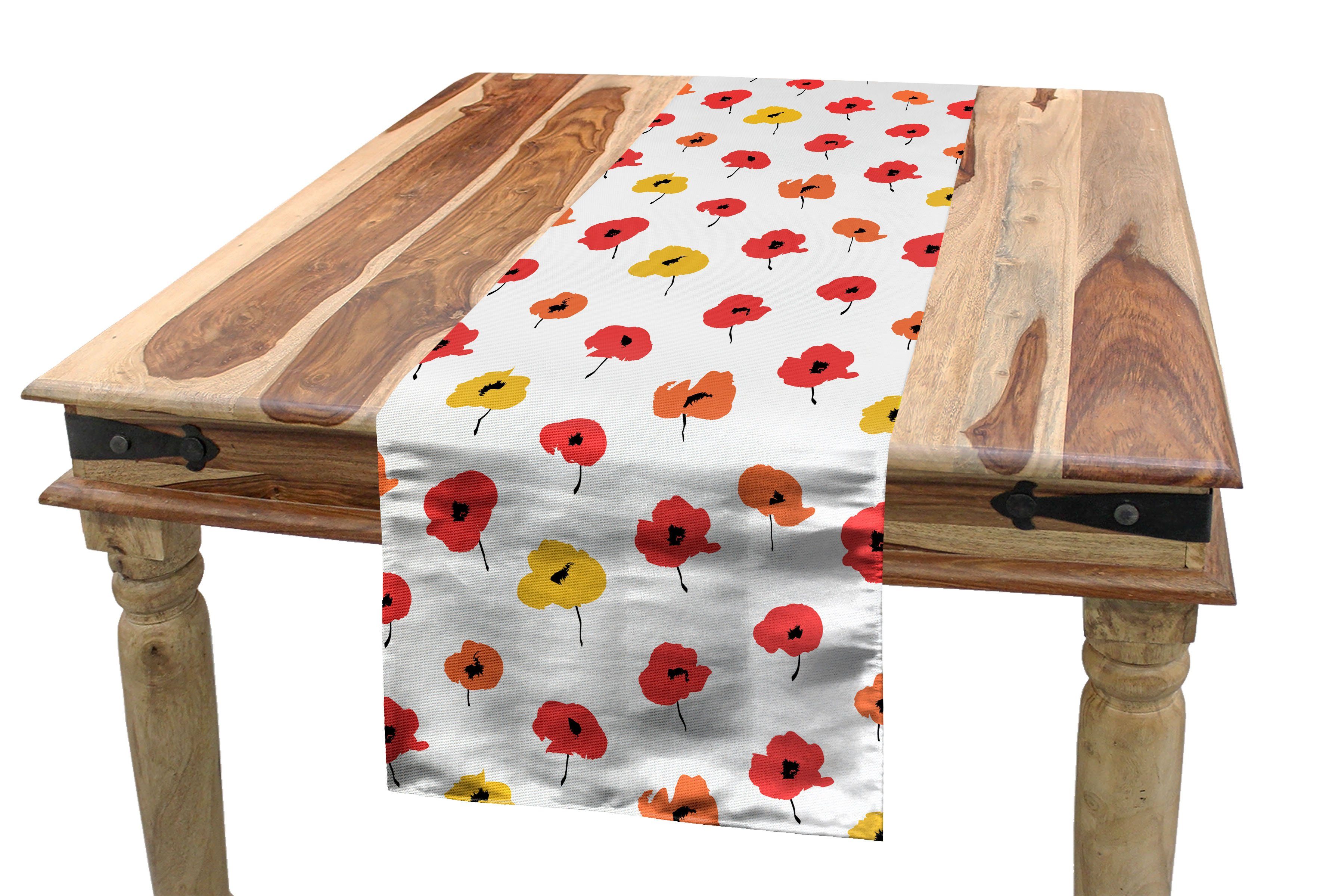 Rechteckiger Dekorativer Stroke Effekt Küche Tischläufer Brush Tischläufer, Esszimmer Poppy Abakuhaus Blume