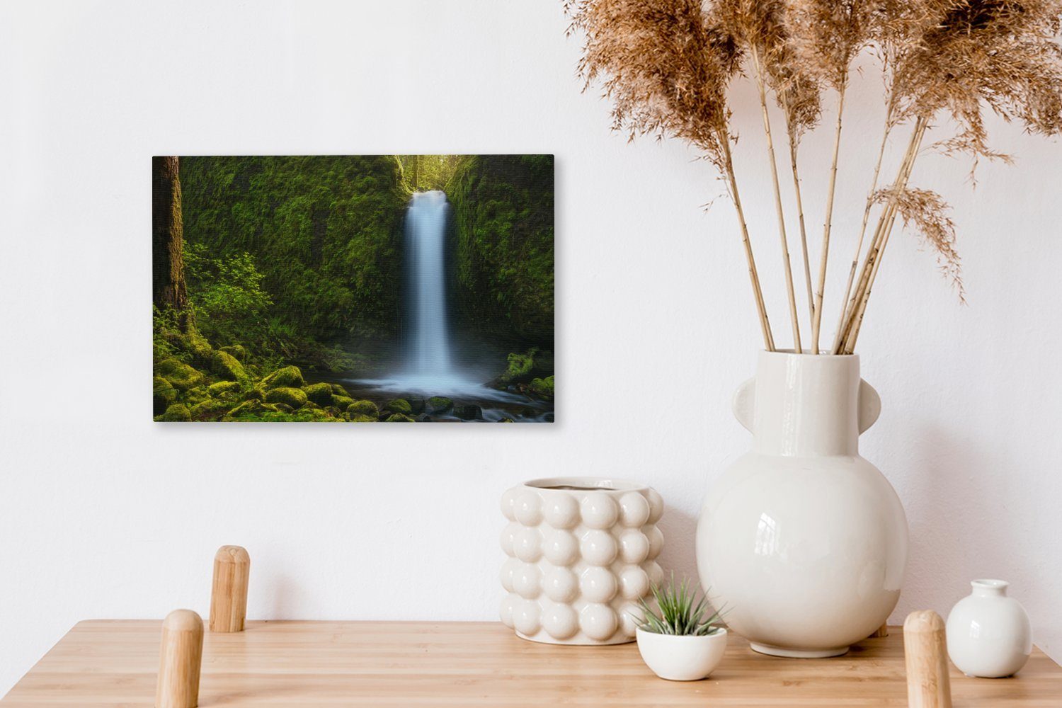 OneMillionCanvasses® Leinwandbild Wanddeko, Wandbild (1 bunt St), Natur, Aufhängefertig, cm Wasserfall - 30x20 Leinwandbilder, - Dschungel