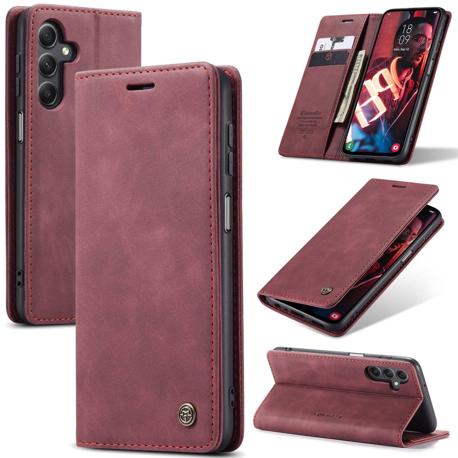 SmartUP Smartphone-Hülle für Samsung Galaxy A15 4G / 5G Klapphülle Fliphülle Tasche Case Cover 6,5 Zoll, Integrierte Standfunktion, zwei Kartenfächer