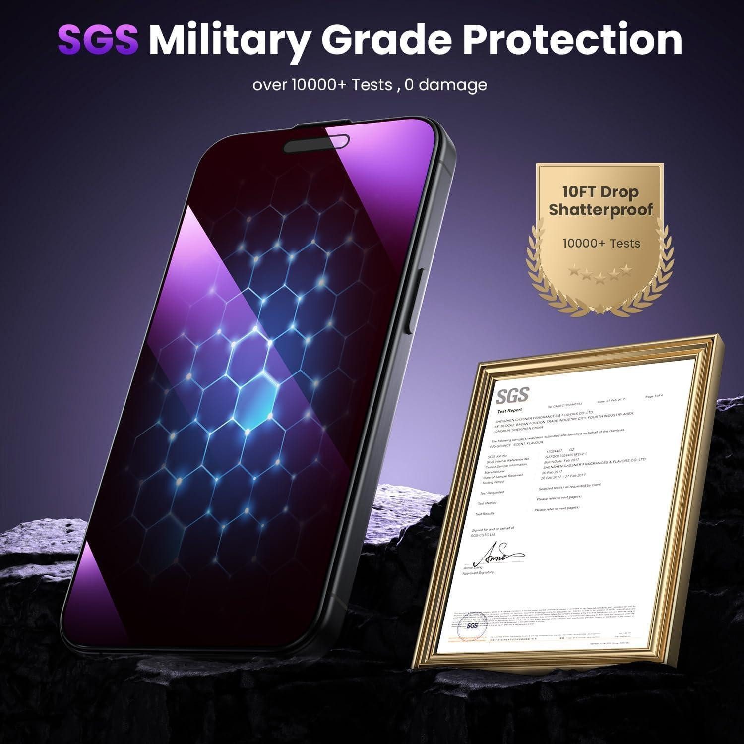 LuxusKollektion Displayschutzglas Panzerglas Sichtschutz 9H iPhone 17 16 Pro Anti Blaulicht Privacy Bunt, 2 Stück – Bild 5 von 5