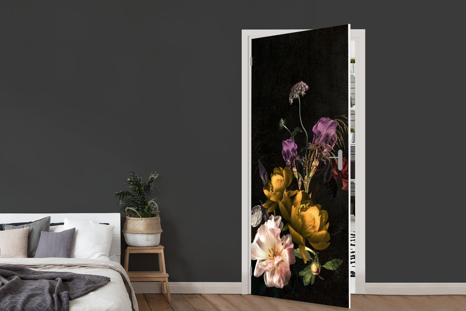 Matt, Pflanzen, Türtapete Blumen (1 cm 75x205 bedruckt, für Fototapete - - Tür, Türaufkleber, Muster St), MuchoWow