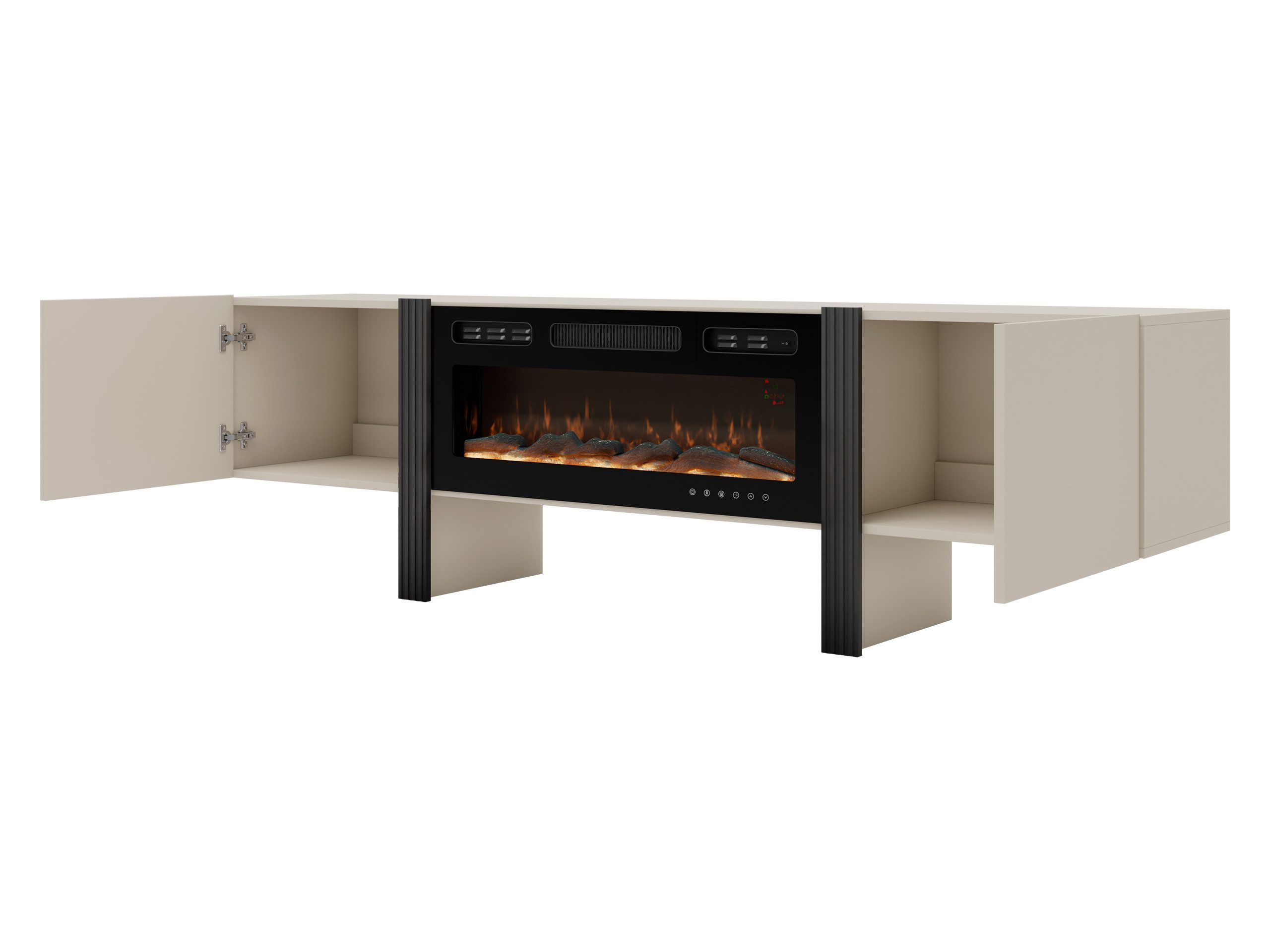 MIRJAN24 TV-Schrank 200 2D Tore 05 mit Kamin (mit zwei Drehtüren) Realistische LED-Flamme. 200x41x58 cm – Bild 4 von 5