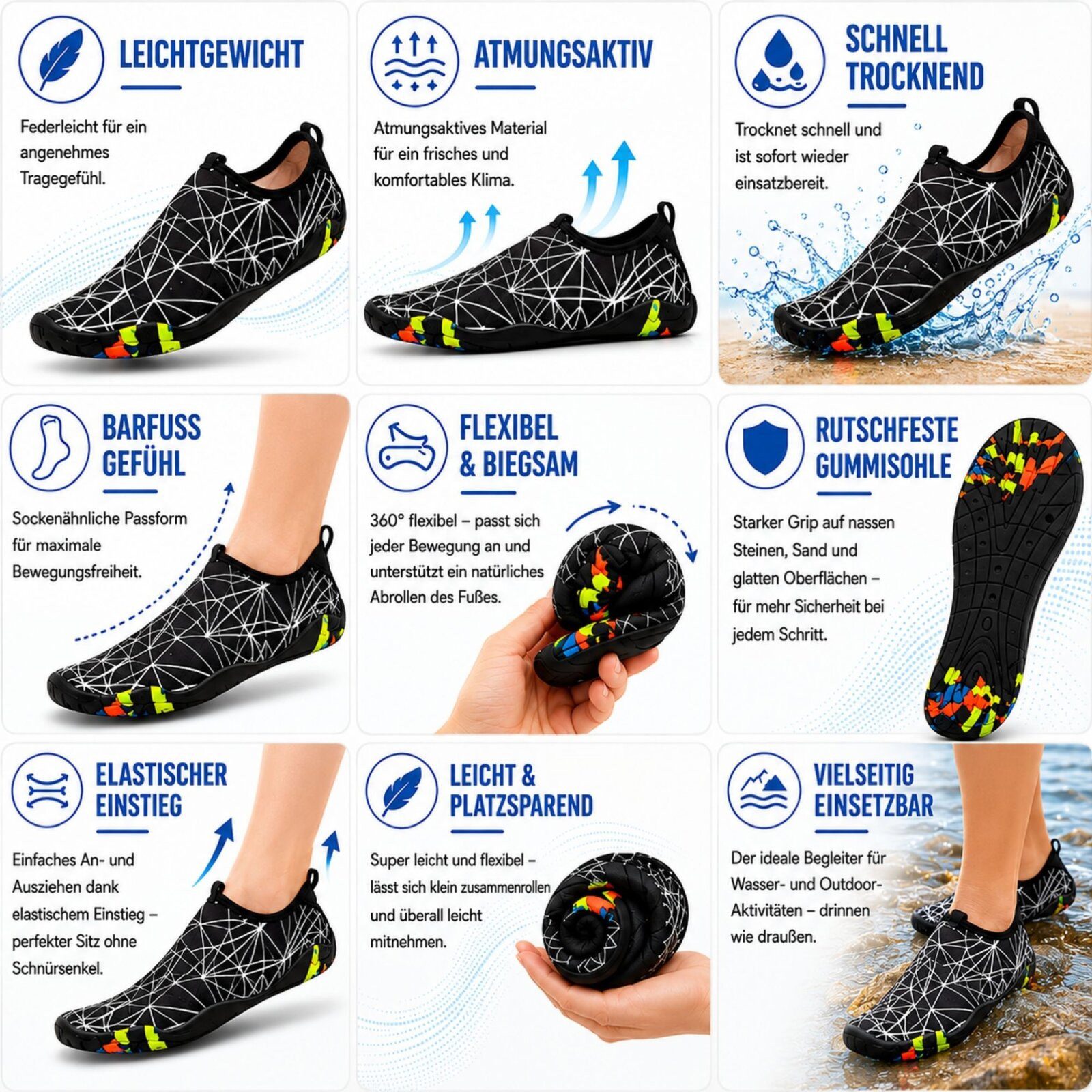 DOTALES Aqualite Barfuß-Wasserschuhe, Badeschuhe Damen & Herren Aquaschuh Minimalschuhe
