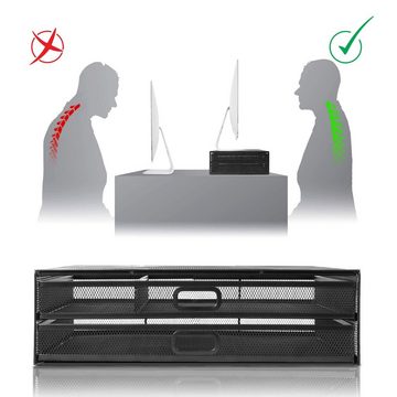 Duronic Monitorständer, (DM073 Bildschirmerhöhung mit 2 Schublade, 10 kg Kapazität, Ergonomische Monitorhalterung Schwarz, Monitorerhöhung 40 cm x 30 cm, Notebookständer, TV Ständer)