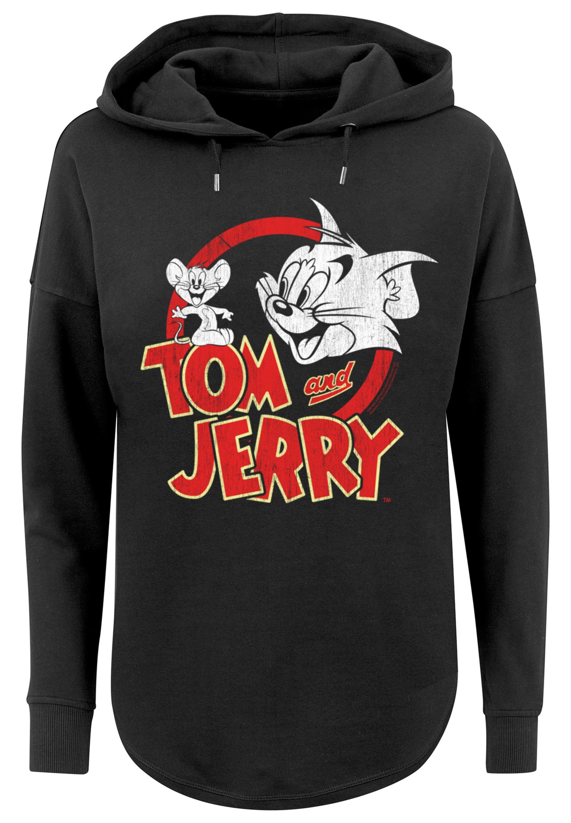 F4NT4STIC Kapuzenpullover Damen Tom And Jerry Distressed Logo with Ladies Oversized Hoody (1-tlg)