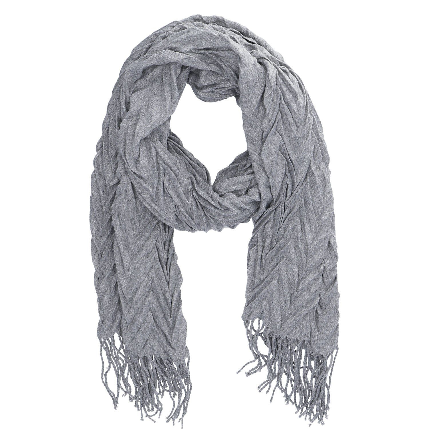 Antonio Strickschal Antonio Damen Winter Schal Cashmera Plissee grau günstig online kaufen