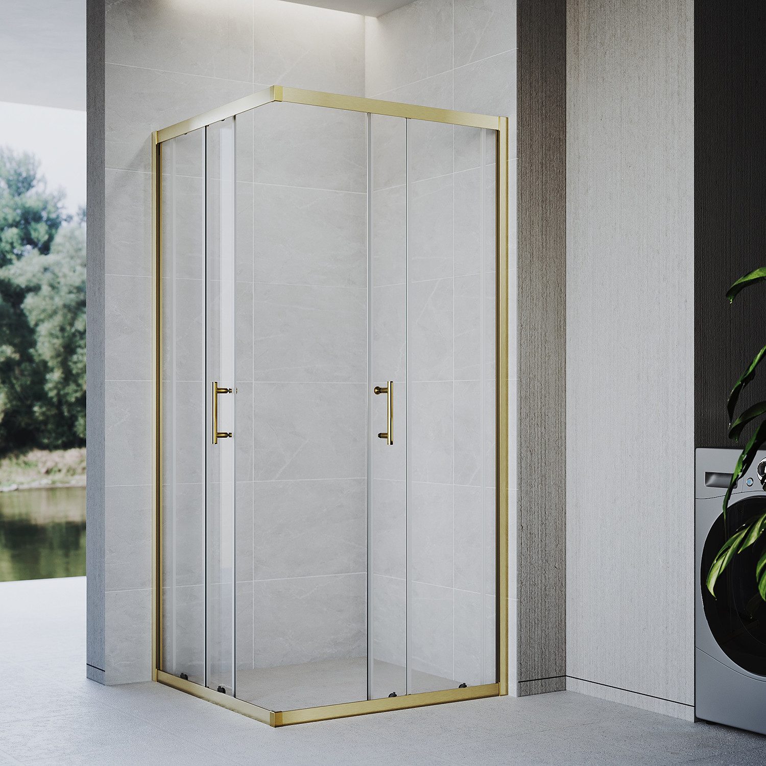 SONNI Eckdusche SONNI Duschkabine 80x80cm Eckeinstieg Duschabtrennung, BxT: 80x80 cm, Duschwand mit Doppel Schiebetür rollen,5mm Sicherheitsglas