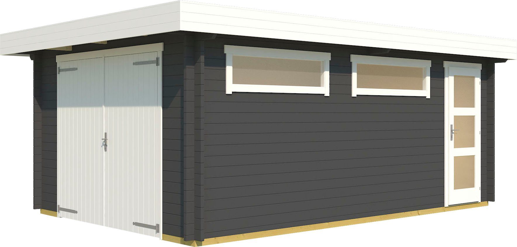 LASITA MAJA Garage Canberra Holztor zusätzliche Eingang), (Set, Mit carbongrau + Garage