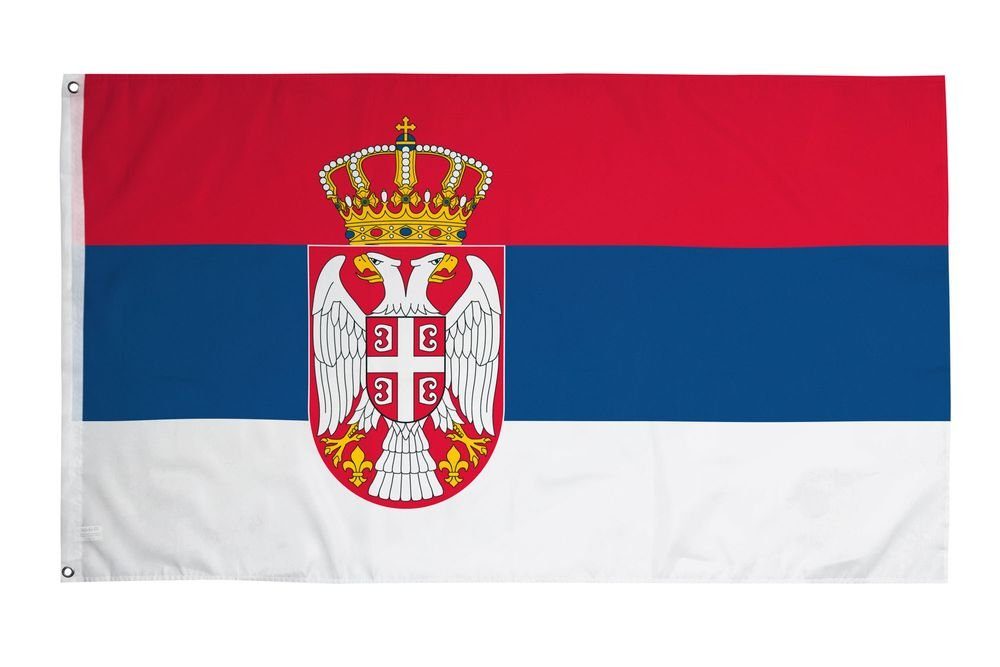 Ösen Serbische Nationalflagge Fahnenmast), Serbia Flagge cm Inkl. 90 Serbien (Hissflagge Flagge 2 FLAGS Fahne x für 150 Messing PHENO