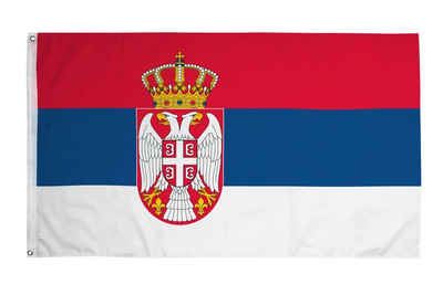 PHENO FLAGS Flagge Serbien Flagge 90 x 150 cm Serbia Serbische Fahne Nationalflagge (Hissflagge für Fahnenmast), Inkl. 2 Messing Ösen