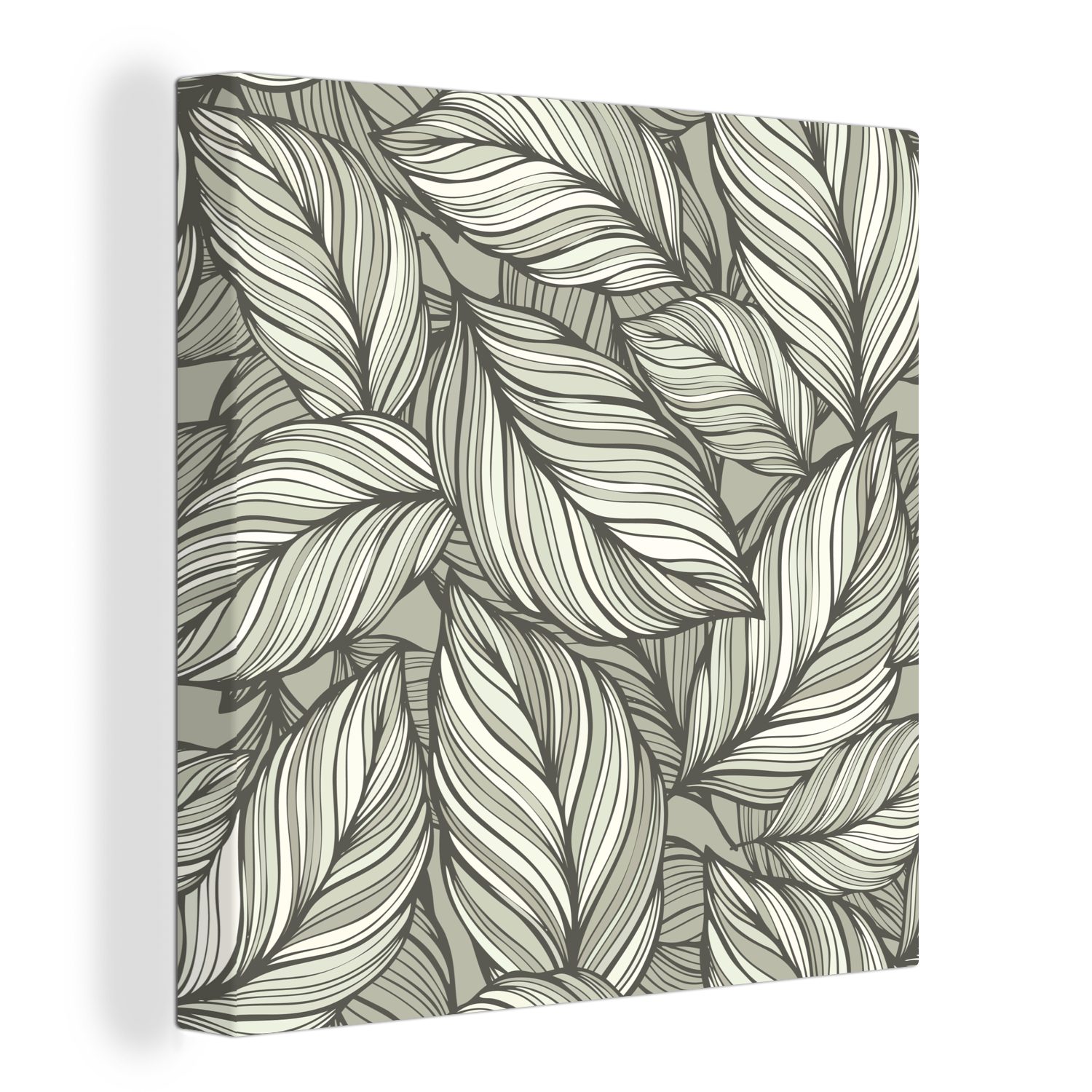 OneMillionCanvasses® Leinwandbild Natur - Muster - Blätter, (1 St), Leinwand Bilder für Wohnzimmer Schlafzimmer