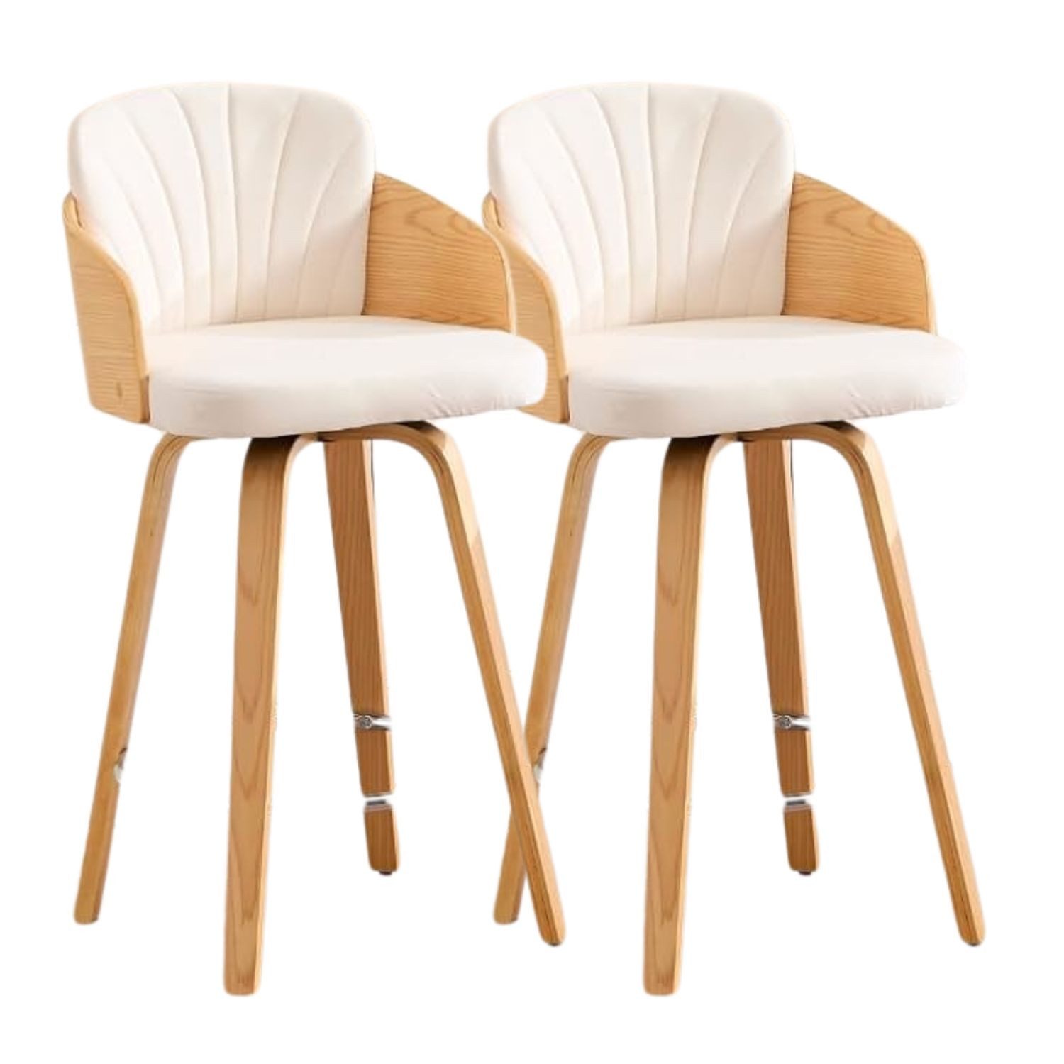 WAHSON OFFICE CHAIRS Barhocker Drehbare Muschel-Hocker mit Doppelpolsterung & geschwungenen Beinen