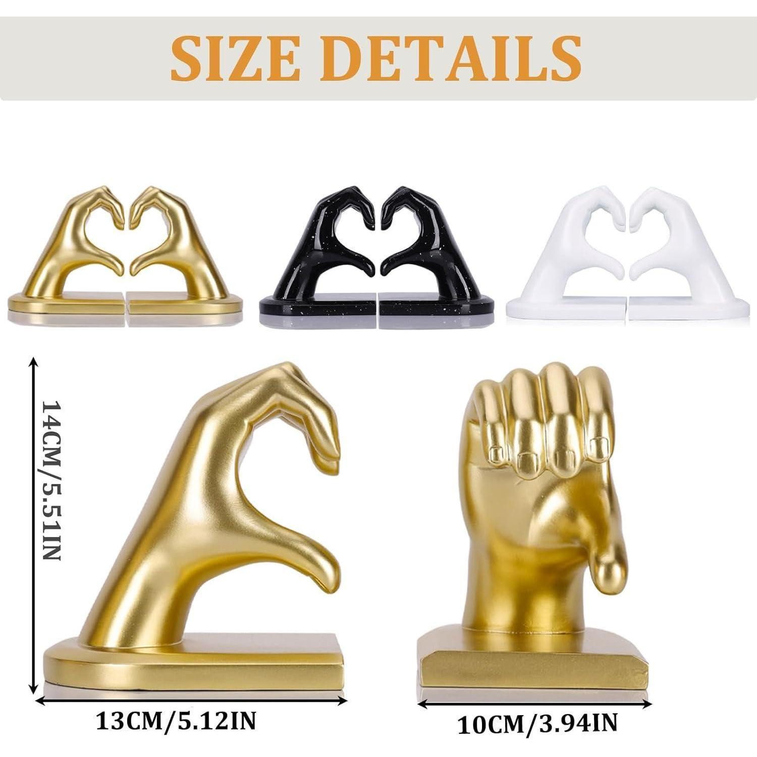 LuxusKollektion Buchstütze Goldene Herz Hände Dekorative Buchstützen Skulptur Bücherstopper