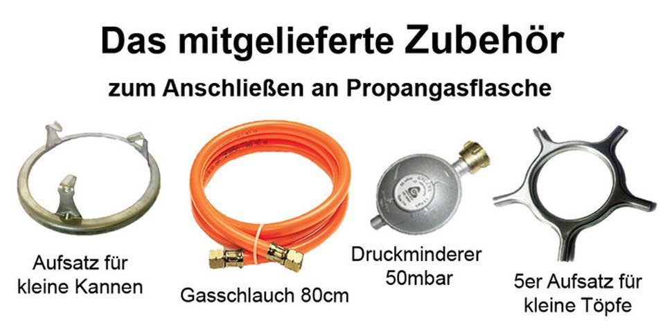 mit Zündsicherung Germany Gaskocher Phönix Propan Camping PS-2, 2 Camping-Gas Glas flammig