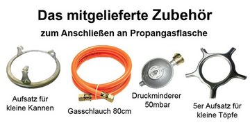 Phönix Germany Gaskocher PS-2, Camping Gaskocher 2 flammig Glas mit Zündsicherung Propan