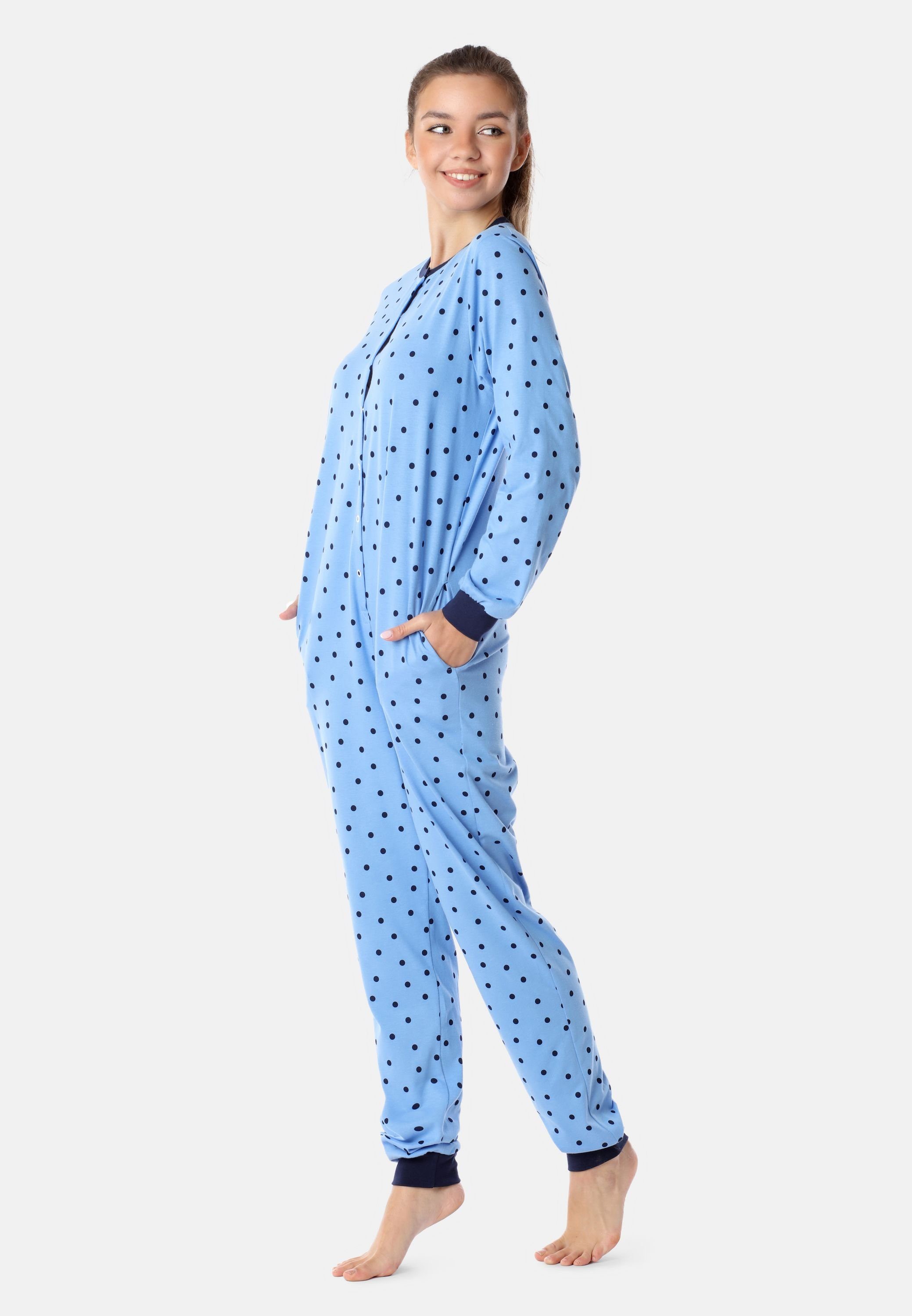 Merry Style Schlafanzug Mädchen Jugend MS10-335 Blaue/Punkte Schlafoverall Schlafanzug