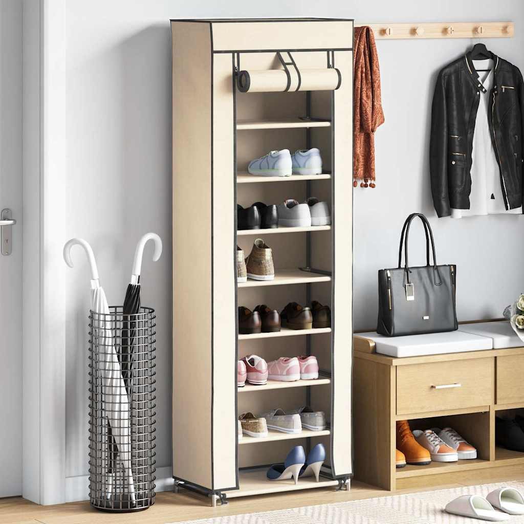 furnicato Schuhschrank 57x29x162 cm Creme mit 8-stufigem Design (1-St)