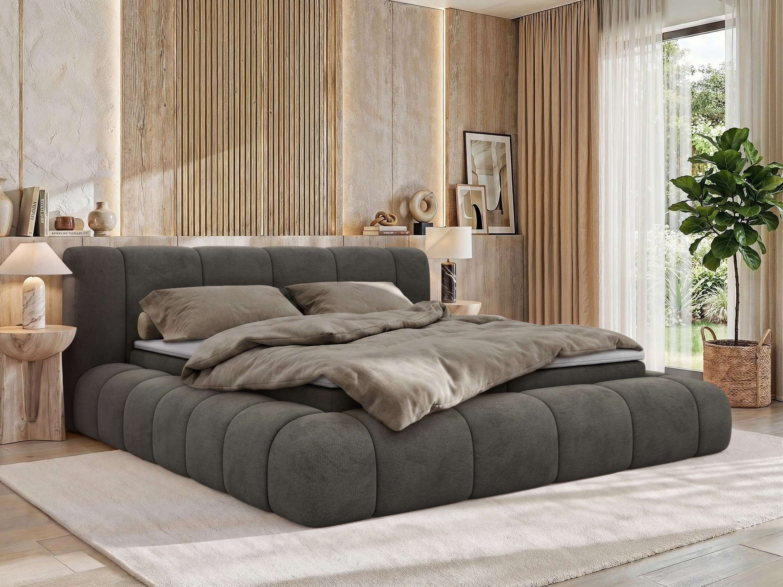 MKS MÖBEL Boxbett NUBEA (Boxspringbett - Set, Packung, inkl. 2 Bettkästen, Matratze H3/H4 und Topper Visco oder T25), Feder-Hebemechanik, 7-Zonen-Multipocket-Matratze, Bett mit Kopfteil