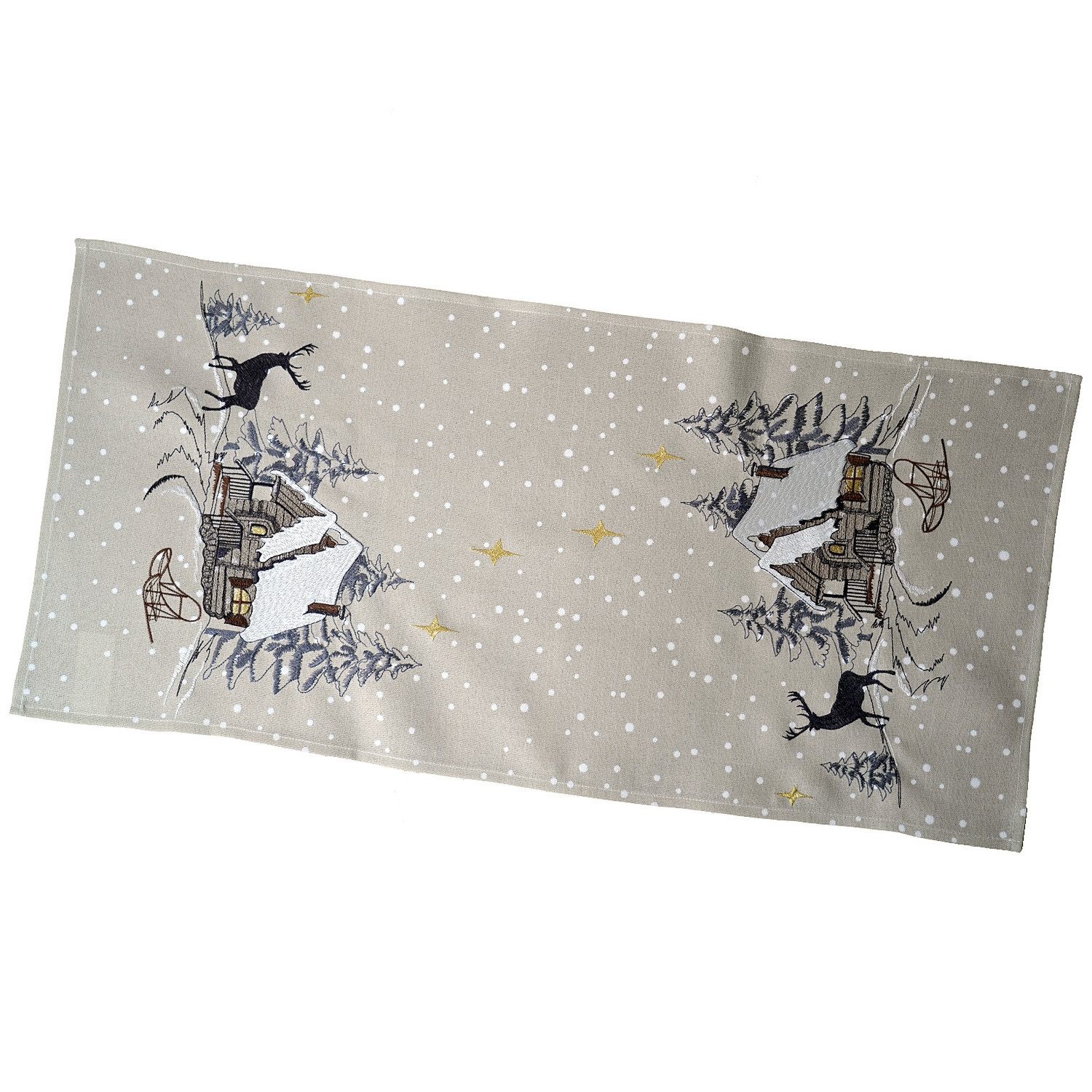 Tischdecke Tischläufer Stickerei Winterwald Weihnachtsdekoration Winter