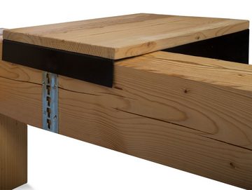 Moebel-Eins Nachttisch, CURBY Nachtkommode Natur für Balkenbett, THERMO-Fichte, Material Massivholz/Metall