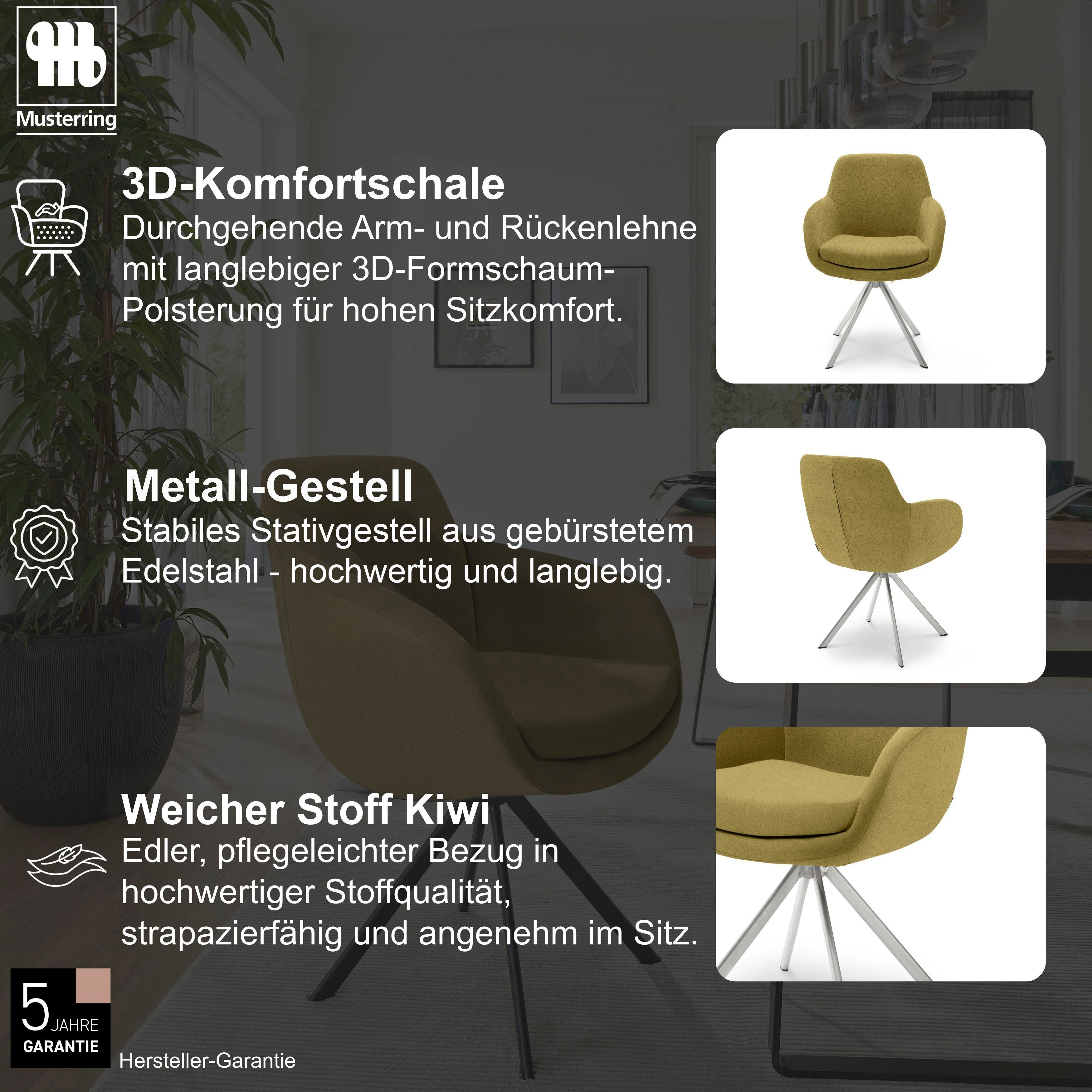 Musterring Esszimmerstuhl Tavia (Set, 2 St), Stativgestell Edelstahl, wahlweise mit Drehfunktion, diverse Farben