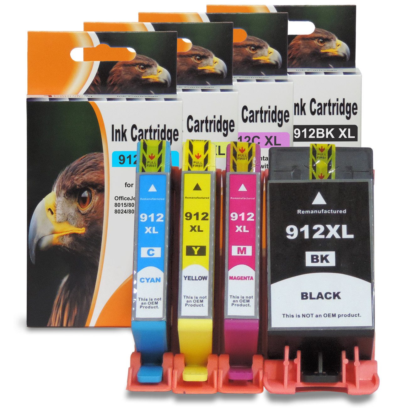 Tonerkartusche D&C HP 912XL Tintenpatronen-Set für HP OfficeJet Pro 8023 - 4 Farben, (Kompatibel für HP OfficeJet Pro 8023 912XL, 3YP34AE), Series