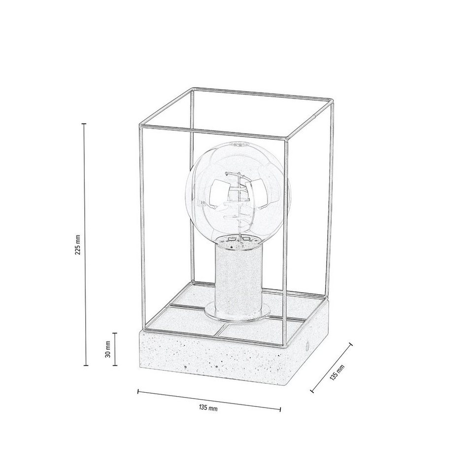 und CONCRETE, Metall, Aus SPOT Tischleuchte Leuchtmittel, GRETTER E27 Naturprodukt Beton / LM echtem passende ohne Light exklusive,