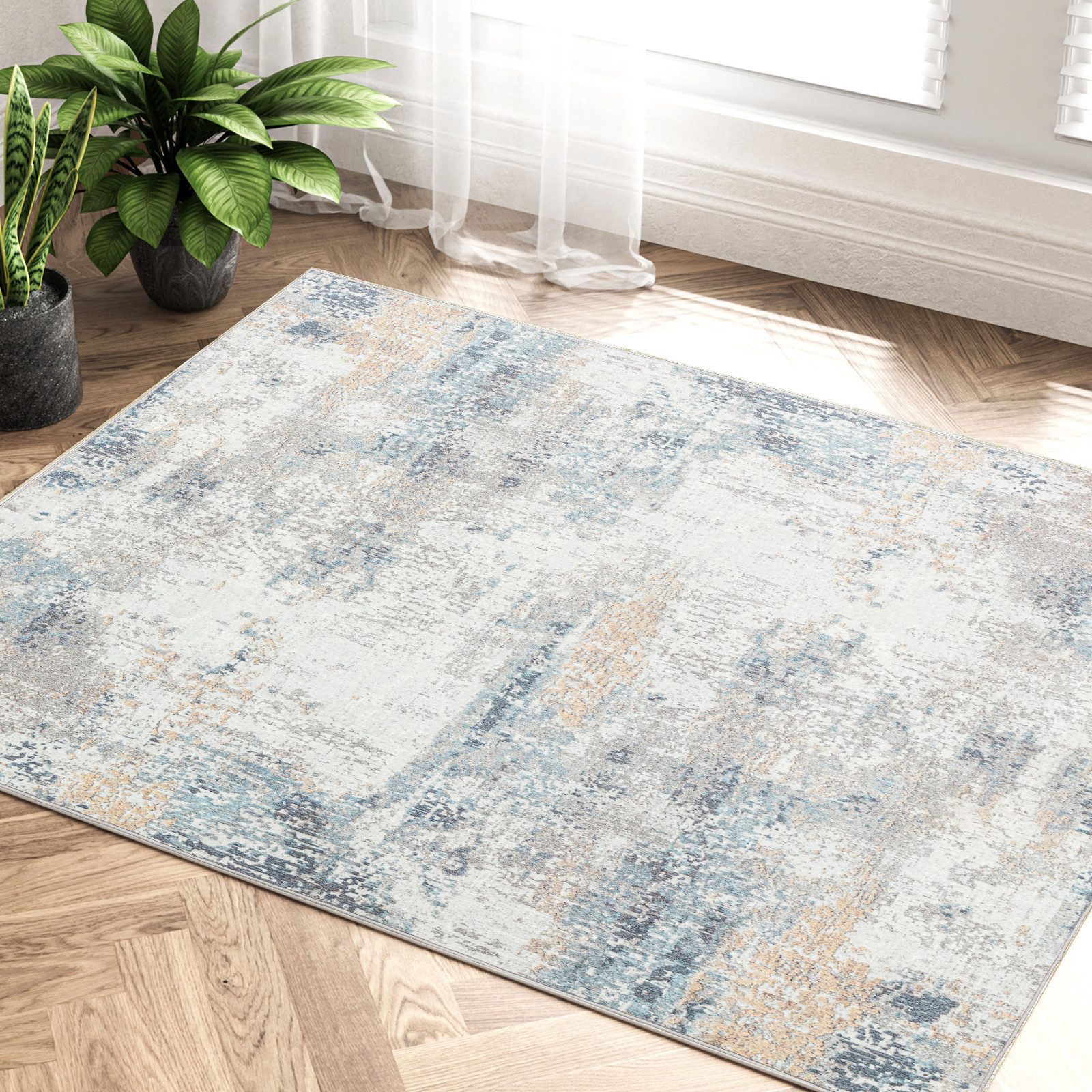 PURECOZY Teppich Moderner Abstrakter Stil, Kurzflor & Weich, Waschbar & Pflegeleicht, Rechteckig, Höhe: 6.1 mm, Geeignet für verschiedene Innenräume, 60 x 90 cm