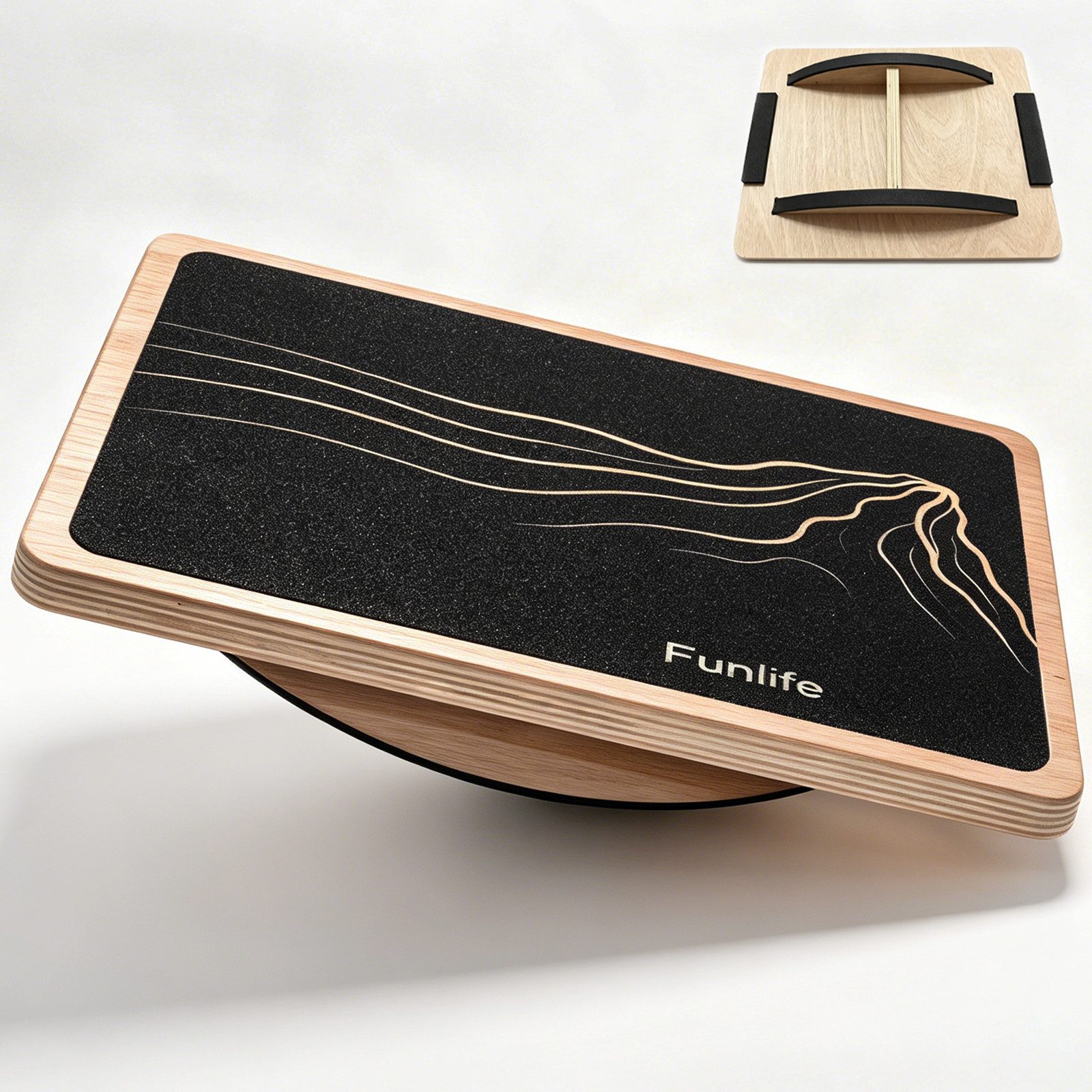 FunLife Balanceboard BERG & FLOW Design-Edition, 43 × 33 cm, rutschhemmend, bis 150 kg