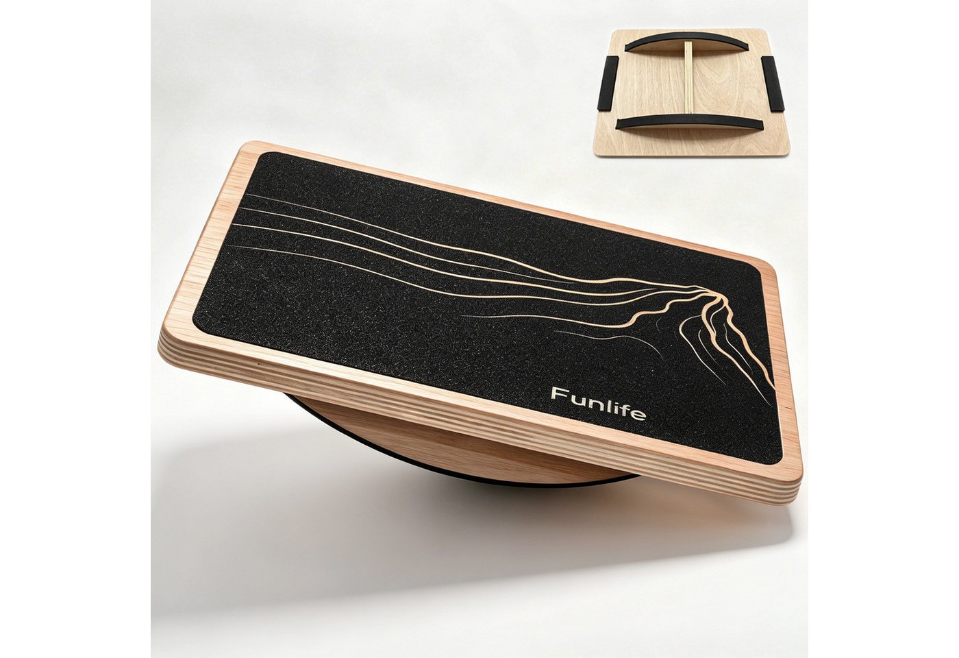 FunLife Balanceboard BERG & FLOW Design-Edition, 43 × 33 cm, rutschhemmend, bis 150 kg
