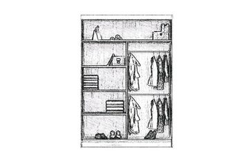 MOEBLO Kleiderschrank COLEN (Schwebetürenschrank 2-türig Schrank Garderobe Schiebtüren Schlafzimmer, Dekorative schwarze Einsätze) (BxHxT):120/150/180/200x216x62cm