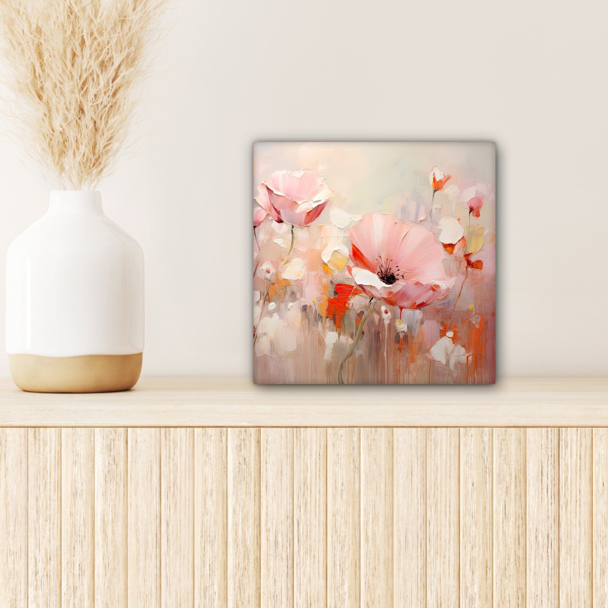 OneMillionCanvasses® Leinwandbild Blumen - Abstrakt Aquarell Bilder 20x20 Kunst, - St), cm (1 Rosa - Schlafzimmer, - Leinwand für Wohnzimmer