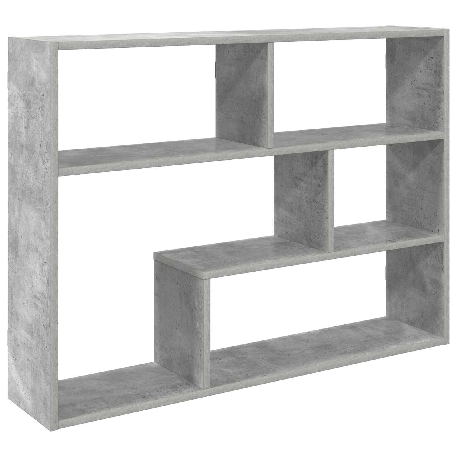 vidaXL Wandregal 95 x 20 x 69,5 cm Wandregal grau 5 Regalfächer Holzwerkstoff 95x20x69