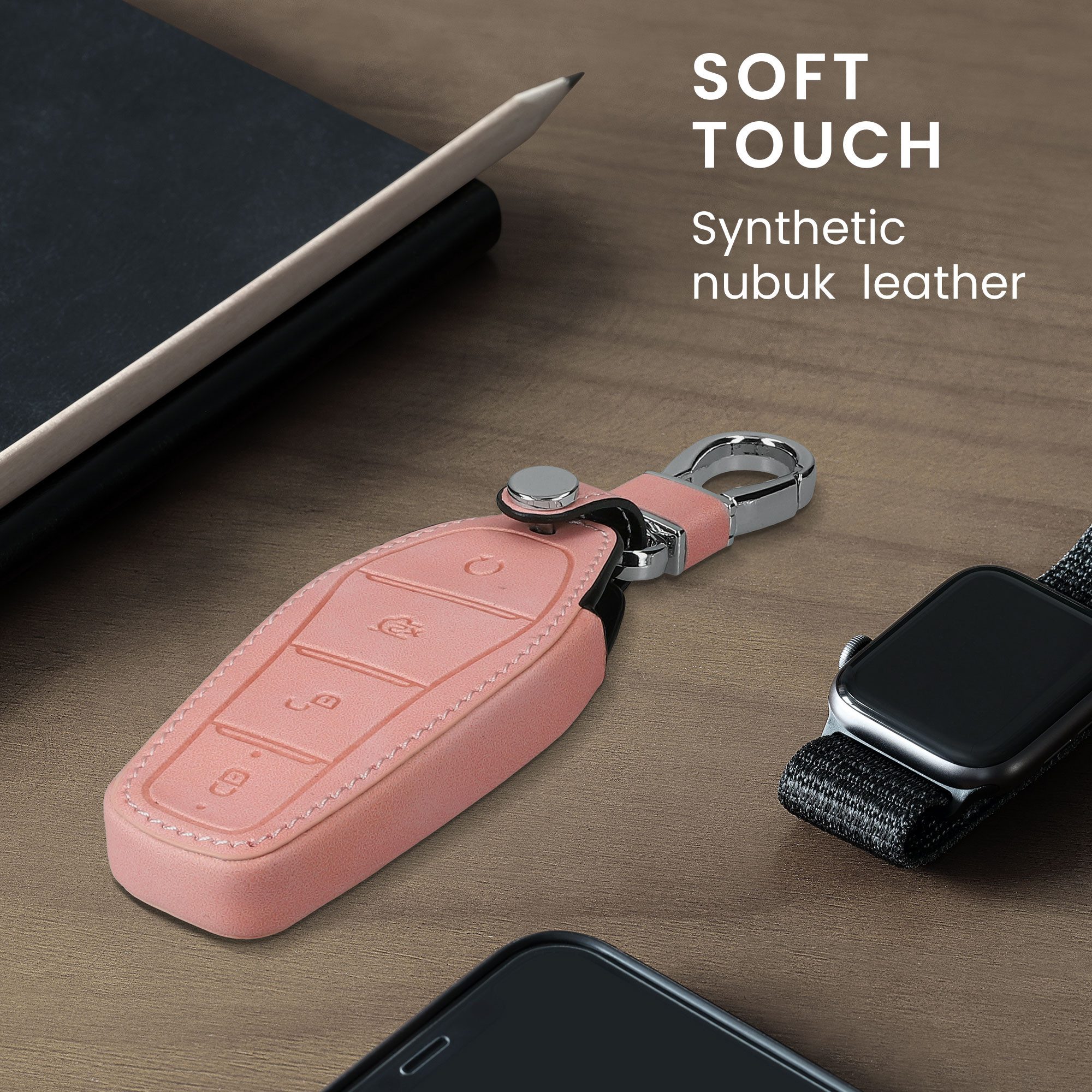 kwmobile Schlüsseltasche Autoschlüssel Hülle für (1-tlg), Nubuklederoptik - Kunstleder Schutzhülle Schlüsselhülle Cover