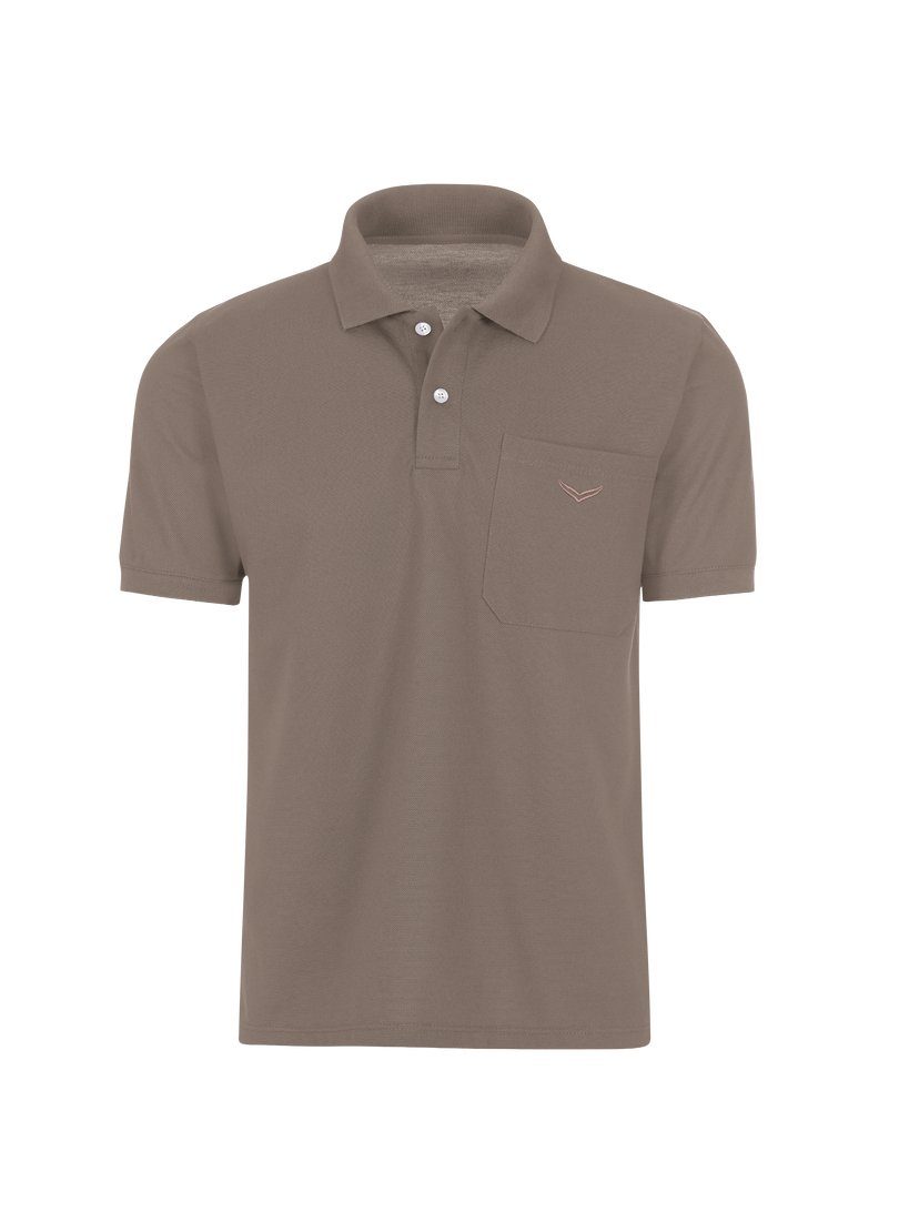 Poloshirt Polohemd mit TRIGEMA taupe Brusttasche Trigema