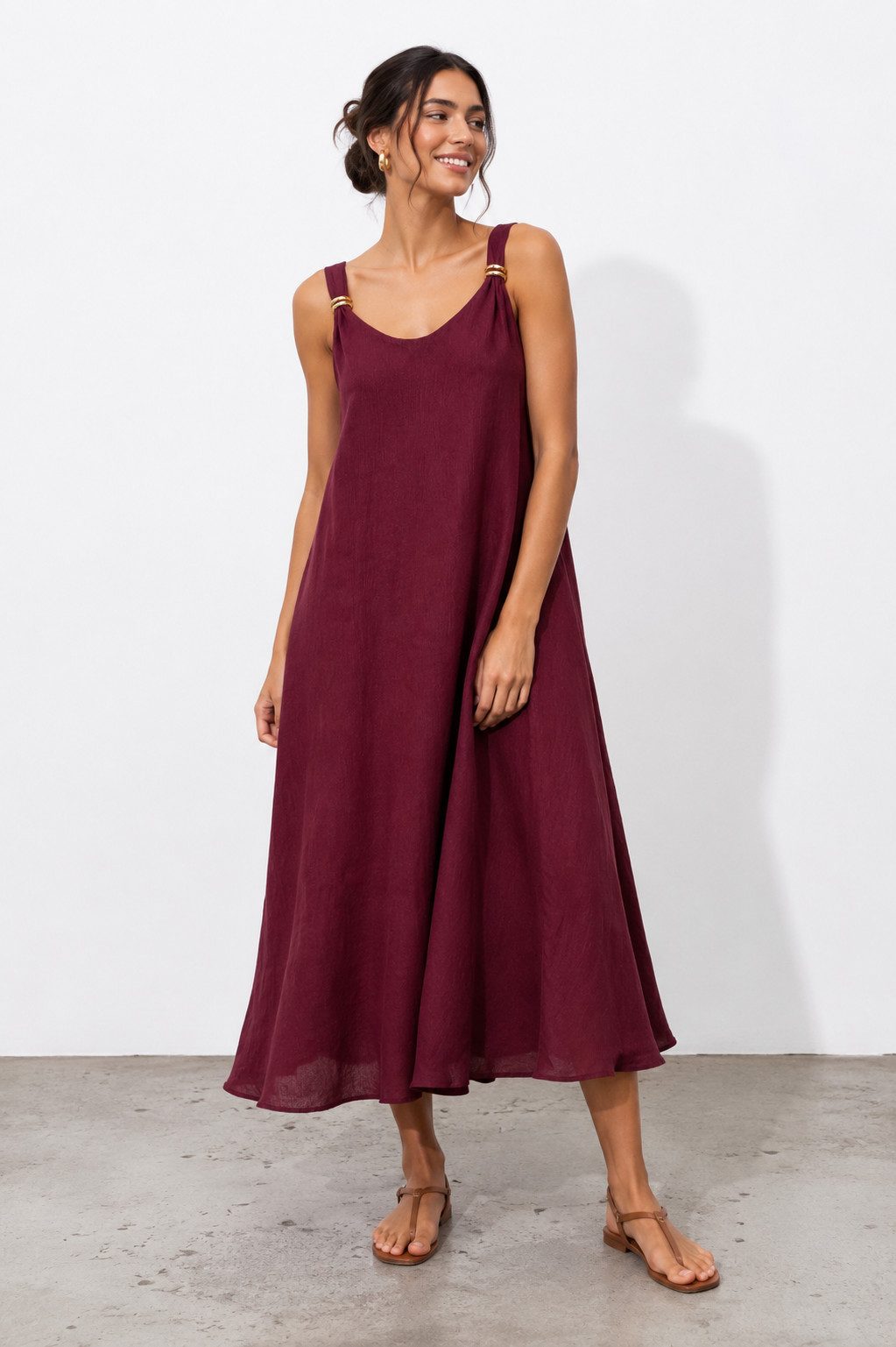 ITALY VIBES Sommerkleid - luftiges A-Linien Kleid mit Deko-Schließen - Damen Kleid ONE SIZE - passend für Größen M bis XL