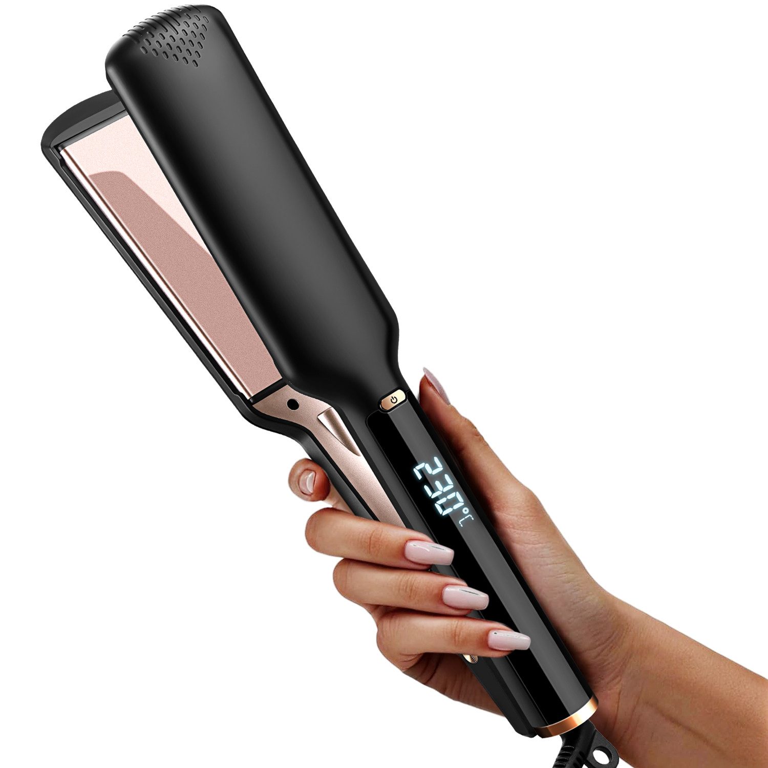 CkeyiN Pro Glätteisen Breit 50mm,14-Temp,100-230°C,Breiter Haarglätter Keramik, LCD-Display,Keramikbeschichtung Haarglätter,30s Schnellaufheizung, für dickes, krauses, lockiges und langes Haar