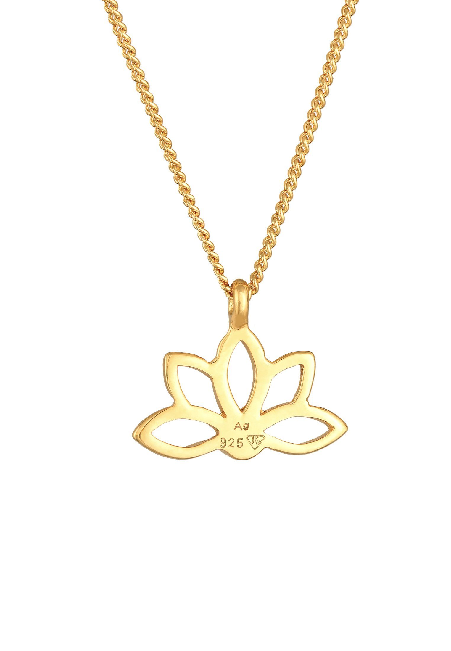 Silber, Anhänger Lotusblume Gold mit Spirituell Kette Blume 925 Elli Blume