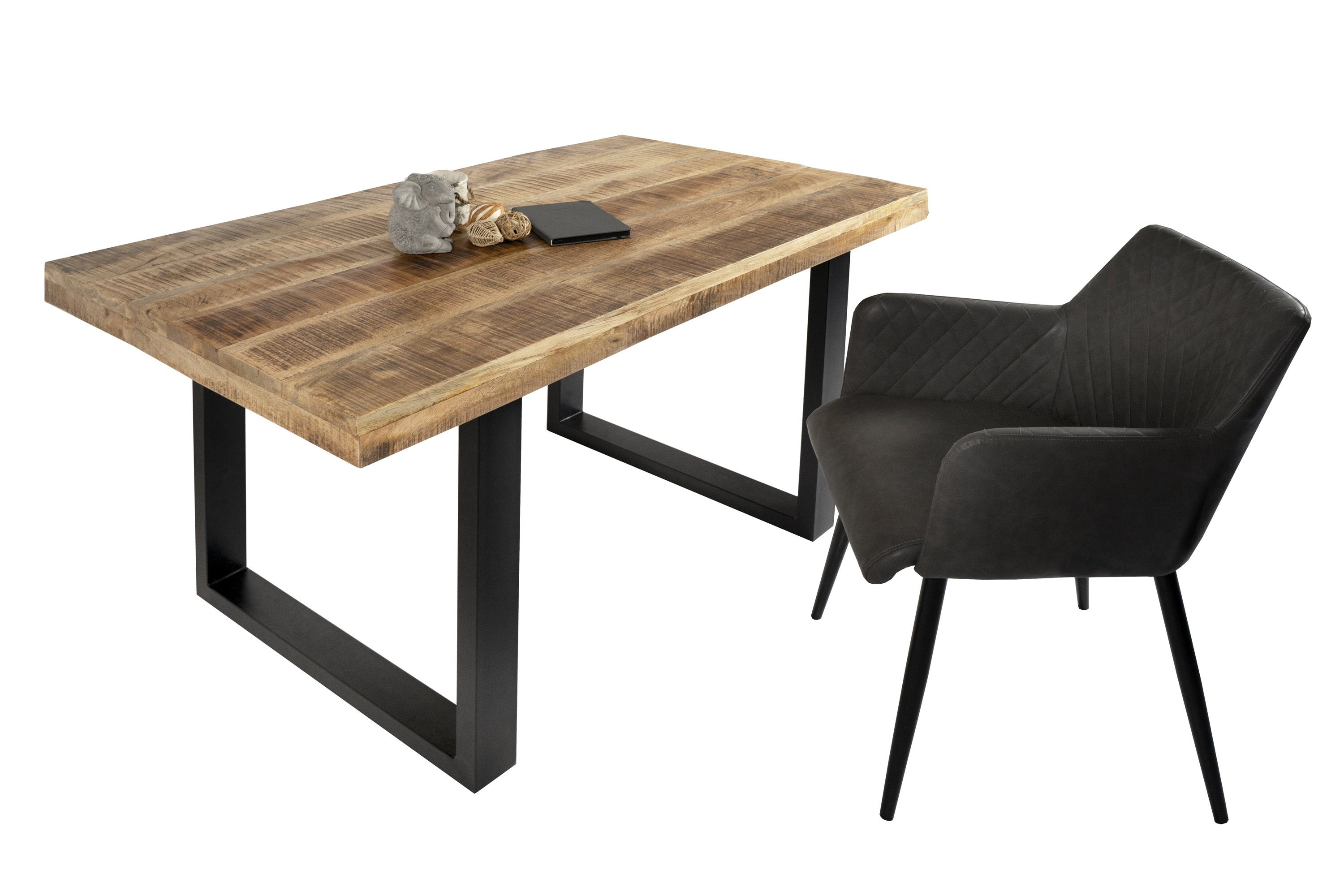 SAM® Esstisch Brasilia, Mangoholz, gerade Kante, Metallgestell U-Form, bis 3 Meter