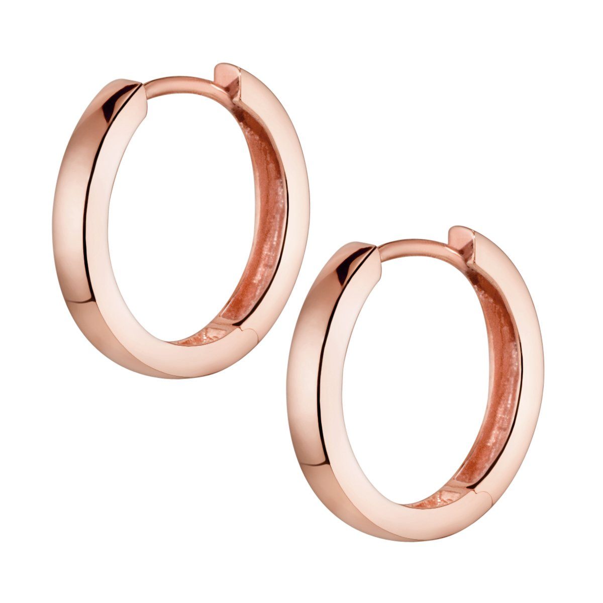 Materia Paar Creolen Rosegold Damen klassisch 17mm SO-358, Sterlingsilber, vergoldet