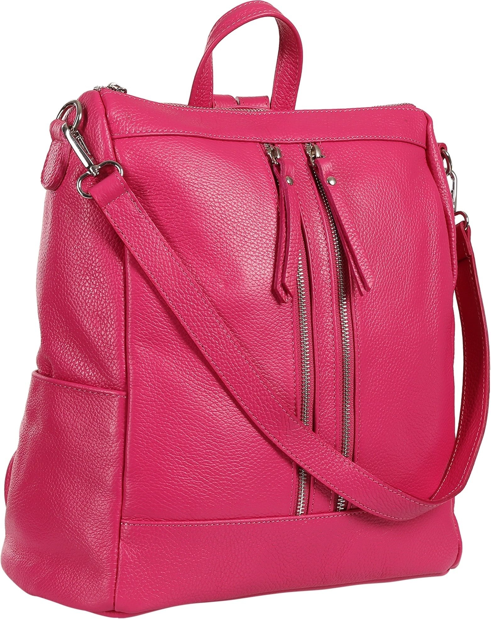 Toscanto Cityrucksack Toscanto Damen Cityrucksack Leder, Damen Leder Cityrucksack, fuchsia, pink ca. 30cm