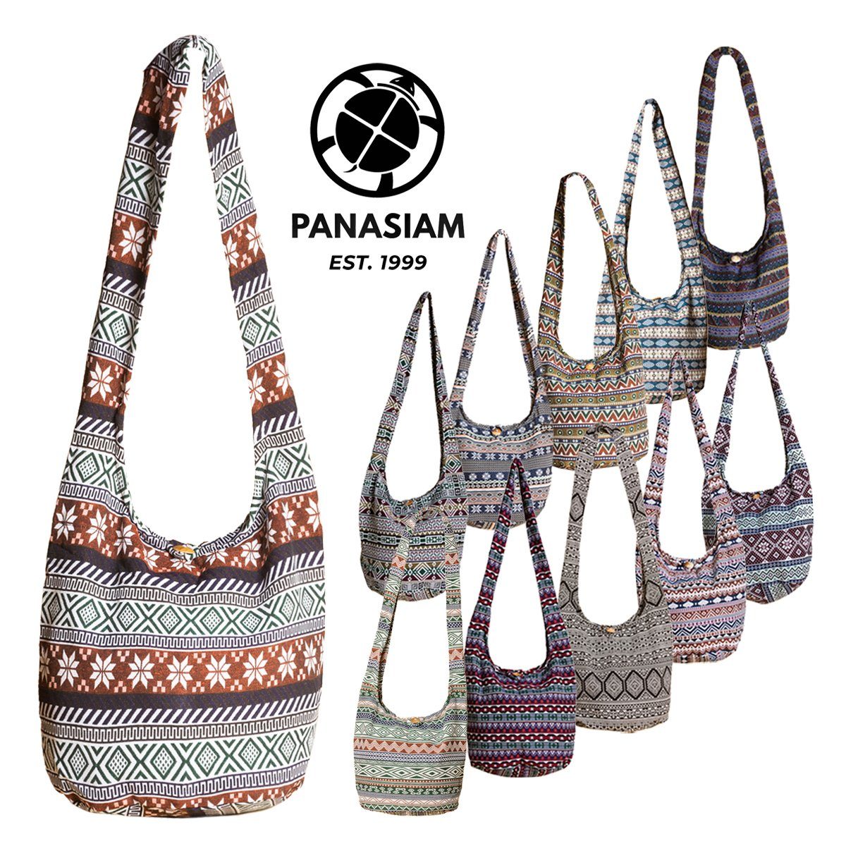 Beuteltasche PANASIAM Bordeauxrotton in 100 Größen auch und Baumwolle % Designs gewebten als In Strandtasche Handtasche aus geeignet 2 Schulterbeutel Wickeltasche Umhängetasche,