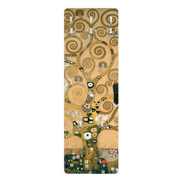Bilderdepot24 Garderobenpaneel gold Kunst Natur Bäume Wald Gustav Klimt - Der Lebensbaum Design (ausgefallenes Flur Wandpaneel mit Garderobenhaken Kleiderhaken hängend), moderne Wandgarderobe - Flurgarderobe im schmalen Hakenpaneel Design