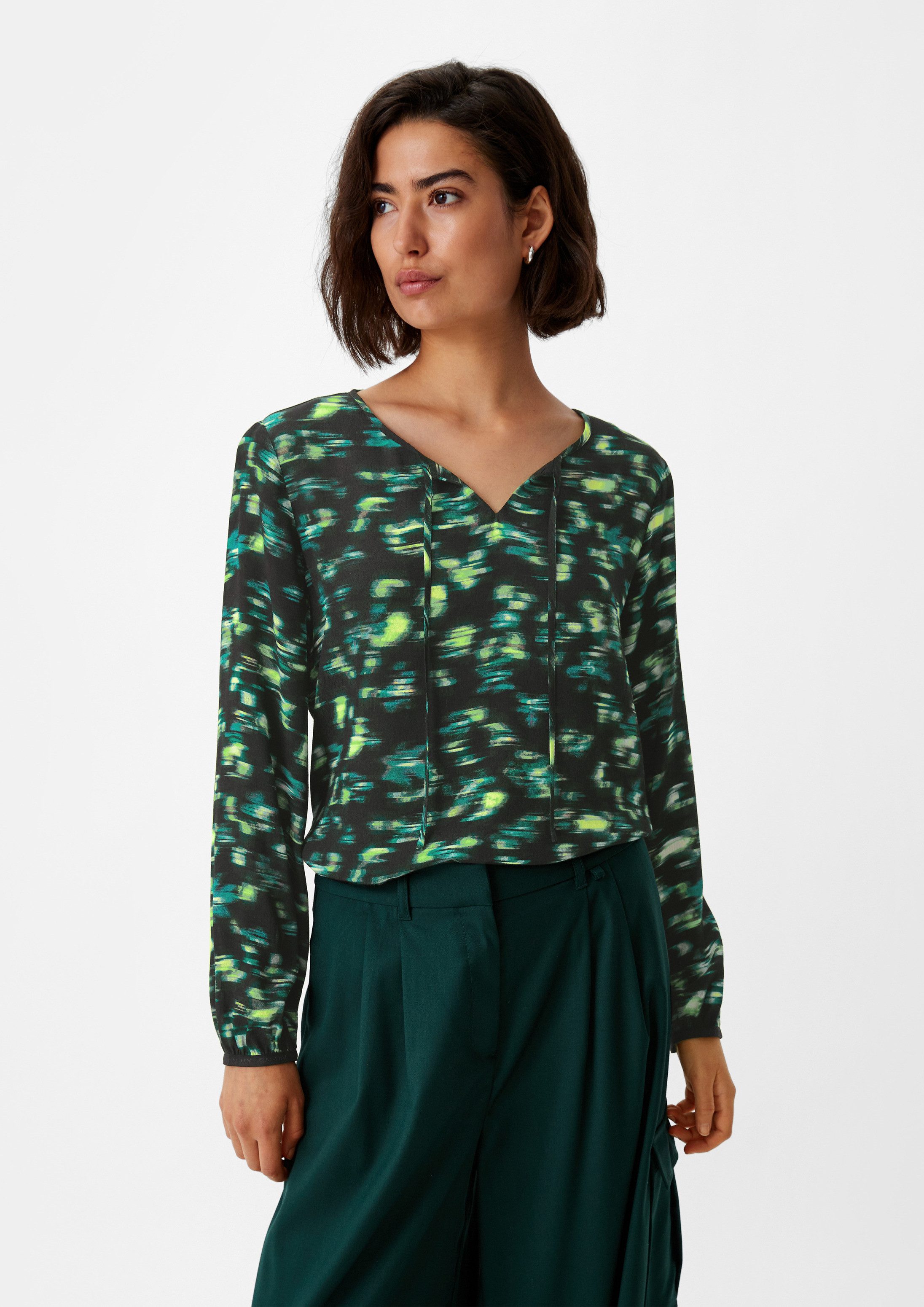 comma Langarmbluse Bluse Langarmbluse aus Crêpe