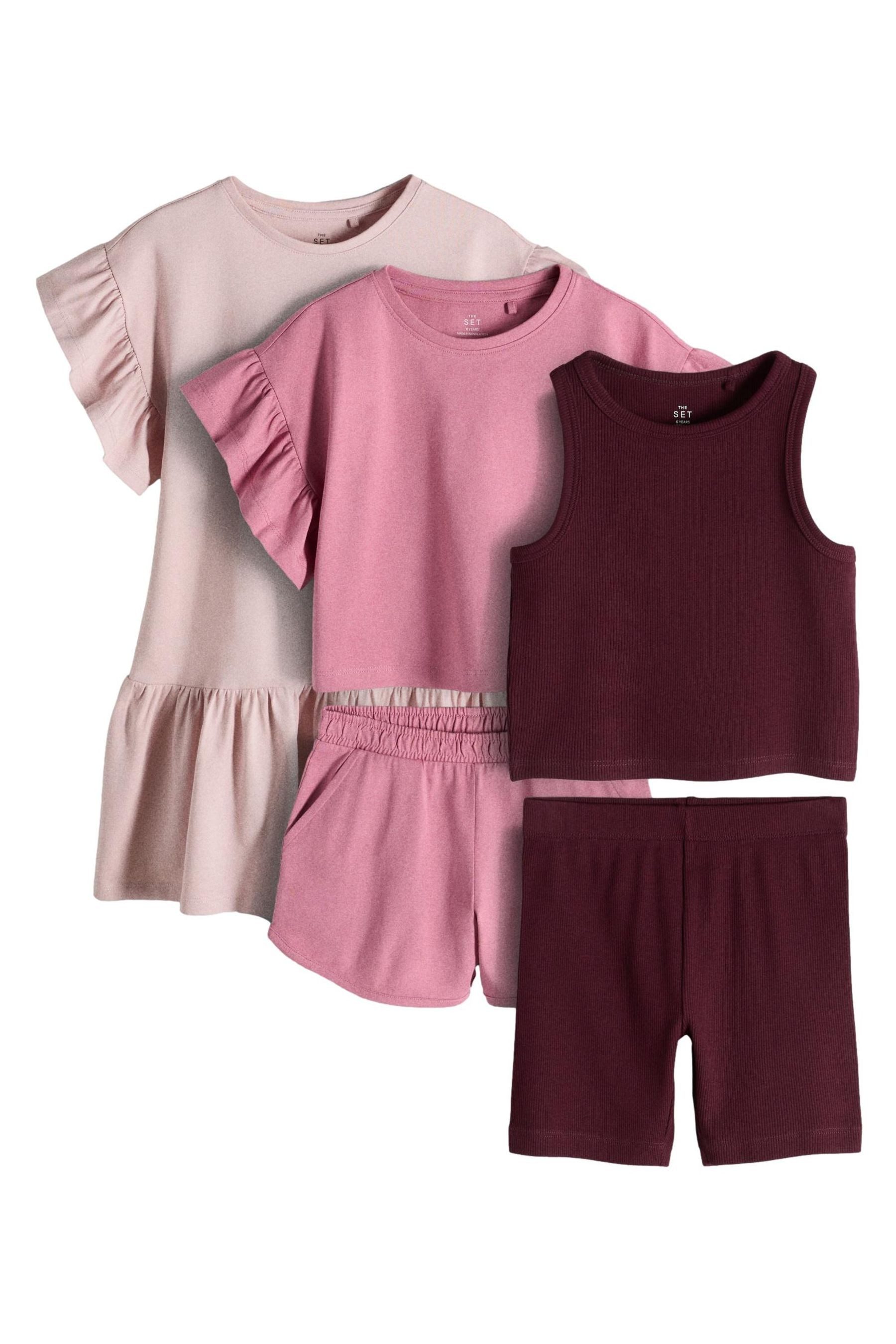 The Set Shirt & Shorts The Set Rüschenkleid, T-Shirt, Shorts,Top + Shorts (5-tlg)