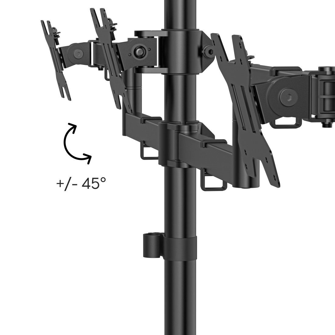 Hama Monitor-Halterung Dreifach Monitorhalterung höhenverstellbar für 13-27 Zoll, (bis 27 Zoll, 3 Monitore, 360° Rotation, VESA, Kabelmanagement, Stahl)